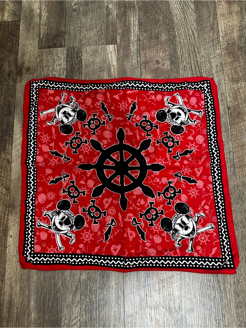 Disney Red and Black Pirate Mickey Bandana Scarf